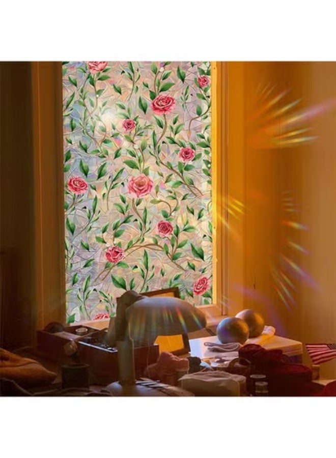 fantasize Window Privacy Film, Decorative Rose Floral Frosted Window Film, Double Sided Static Glass Window Clings, 45 x 100cm - Image 5